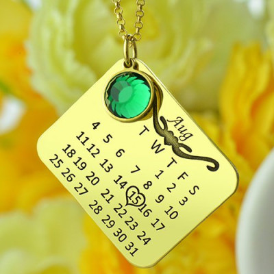 Birth Day Gifts - Birthday Calendar Necklace 18ct Gold Plated - The Name Jewellery™
