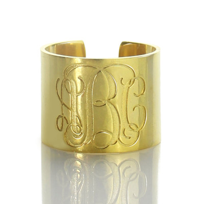 Script Monogram Cuff Ring Gifts 18ct Gold Plated - The Name Jewellery™