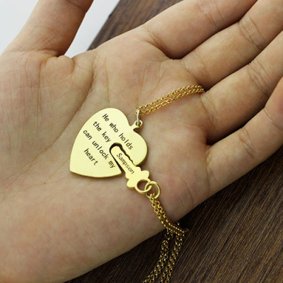 He Who Holds the Key Couple Necklaces Set 18ct Gold Plated - The Name Jewellery™