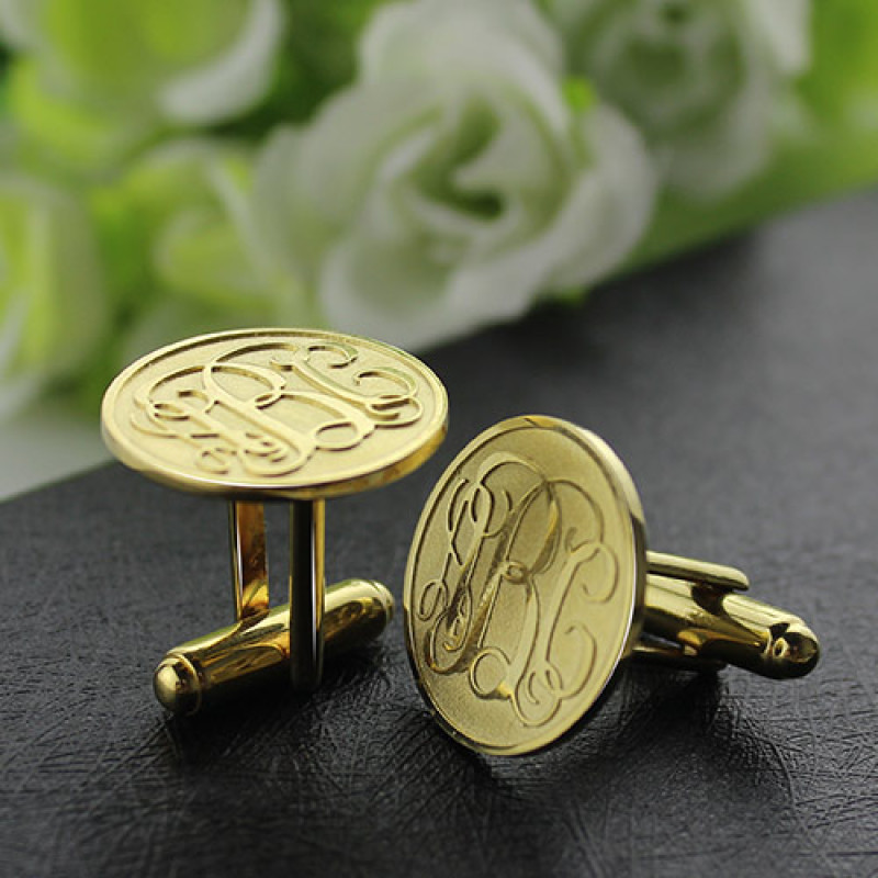 Engraved Cufflinks with Monogram Gold Plated