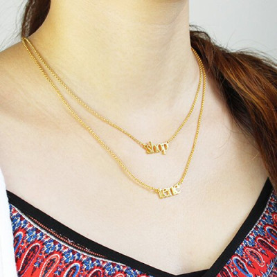 Double Layer Mini Name Necklace 18ct Gold Plated - The Name Jewellery™