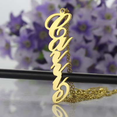 Solid Gold 18ct Personalised Vertical Carrie Style Name Necklace - The Name Jewellery™