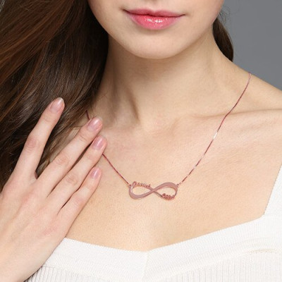 18ct Rose Gold Plated Double Name Infinity Necklace - The Name Jewellery™