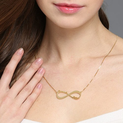 18ct Gold Plated Infinity Necklace Double Name - The Name Jewellery™