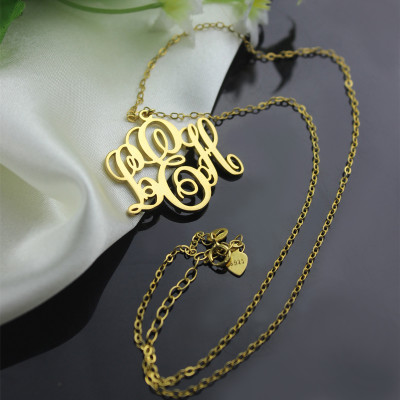 Personalised Vine Font Initial Monogram Necklace 18ct Gold Plated - The Name Jewellery™