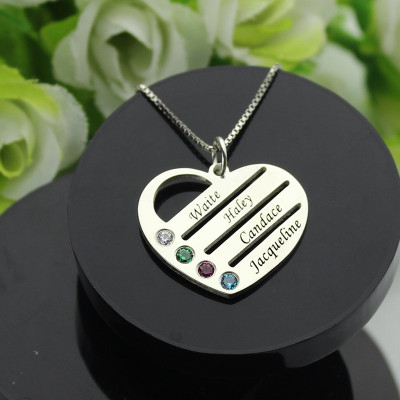 Personalised Mothers Heart Necklace Gift with Birthstone  Name - The Name Jewellery™