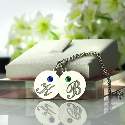 Personalised Disc Necklace with Initial  Birthstone - The Name Jewellery™