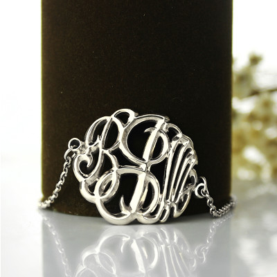 Sterling Silver Monogram Bracelet Hand-painted - The Name Jewellery™
