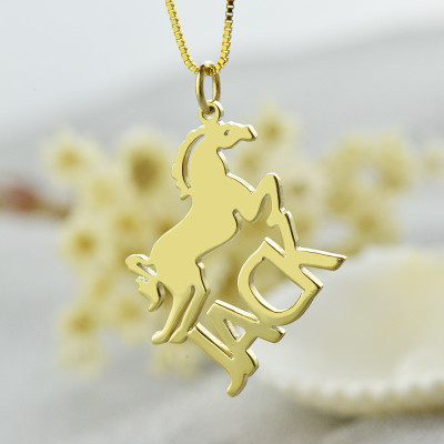 Kids Name Necklace with Horse 18ct Gold Plated - The Name Jewellery™