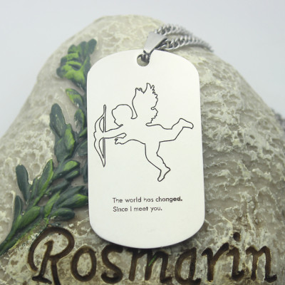 Cupid Man's Dog Tag Name Necklace - The Name Jewellery™