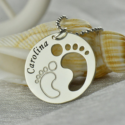 Baby Footprint Name Pendant Sterling Silver - The Name Jewellery™