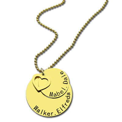 Disc Family Jewellery Necklace Engraved Name 18ct Gold Plated - The Name Jewellery™