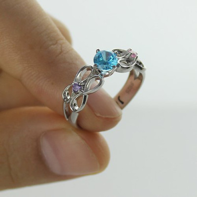 Customised Infinity Promise Ring With Name  Birthstone for Her Silver - The Name Jewellery™
