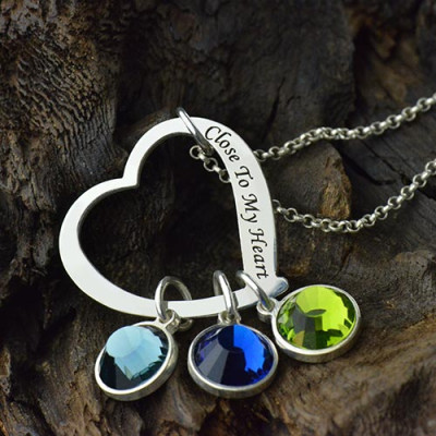 Open Heart Promise Phrase Necklace with Birthstone - The Name Jewellery™