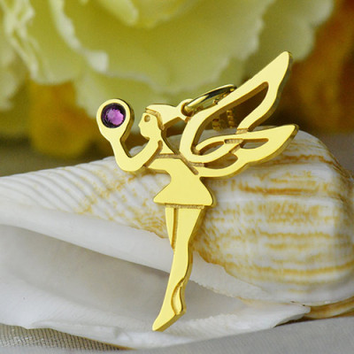 Fairy Birthstone Necklace for Girlfriend 18ct Gold Plated Silver 925 - The Name Jewellery™