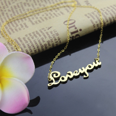 Personalised 18ct Gold Plated French Font I Love You Name Necklace - The Name Jewellery™