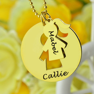 Mother and Child Necklace Set with Name 18ct Gold Plated - The Name Jewellery™