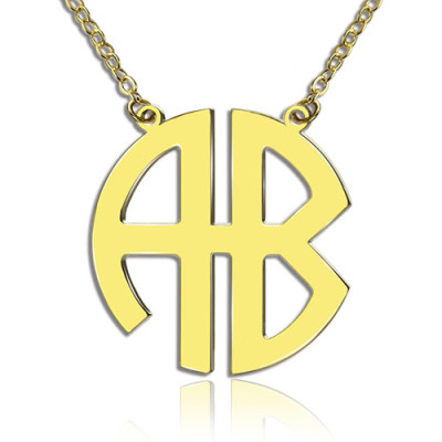 Two Initial Block Monogram Pendant 18ct Gold Plated - The Name Jewellery™