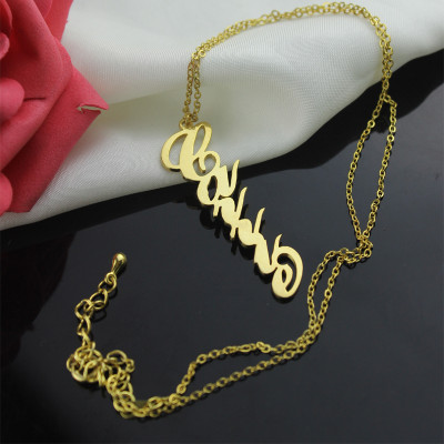 Solid Gold 18ct Personalised Vertical Carrie Style Name Necklace - The Name Jewellery™
