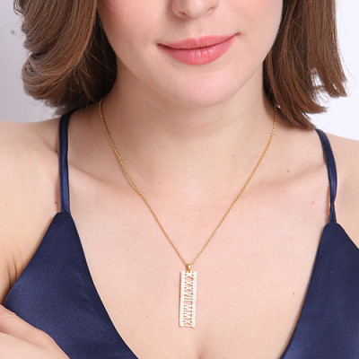 18ct Gold Plated Roman Numeral Necklace With Birthstone - The Name Jewellery™