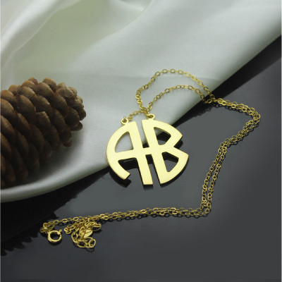 Two Initial Block Monogram Pendant 18ct Gold Plated - The Name Jewellery™