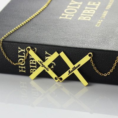 Gold Plated 925 Silver Greece Double Cross Name Necklace - The Name Jewellery™