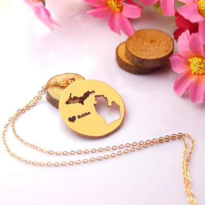 Custom Michigan Disc State Necklaces With Heart  Name Rose Gold - The Name Jewellery™