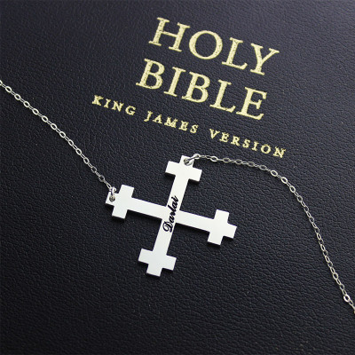 Silver Julian Cross Name Necklaces Troubadour Cross Jewellery - The Name Jewellery™