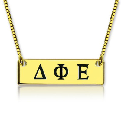 Personalised Greek Letter Sorority Bar Necklace 18ct Gold Plated - The Name Jewellery™