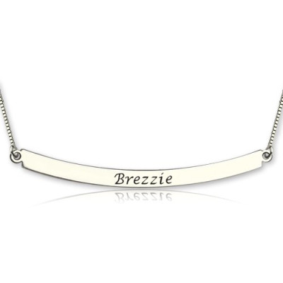 Curved Bar Pendant Necklace Sterling Silver - The Name Jewellery™
