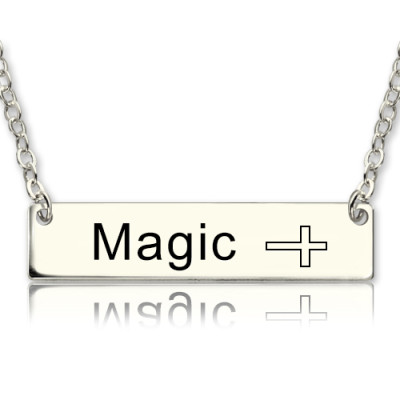 Nameplate Bar Necklace with Icons Sterling Silver - The Name Jewellery™