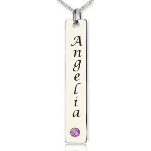 Vertical Bar Necklace Name Tag Silver - The Name Jewellery™
