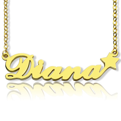 18ct Gold Plated Carrie Style Name Necklace With Star - The Name Jewellery™