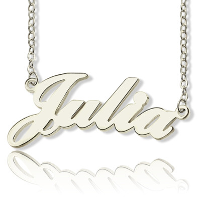 Solid 18ct White Gold Plated Julia Style Name Necklace - The Name Jewellery™