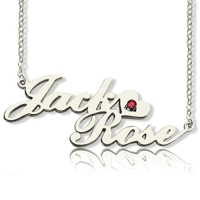 Personalised Nameplate Necklace Double Name Sterling Silver - The Name Jewellery™