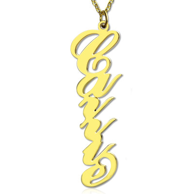 Vertical Carrie Name Plate Necklace 18ct Gold Plated - The Name Jewellery™