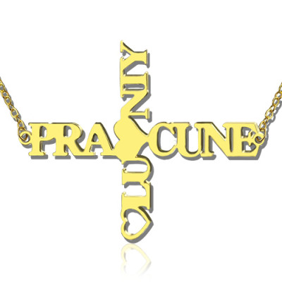 Personalised Two Name Cross Necklace Gold Plated 925 Silver - The Name Jewellery™