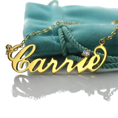 Carrie Nameplate Necklace with Birthstone 18ct Gold Plated - The Name Jewellery™