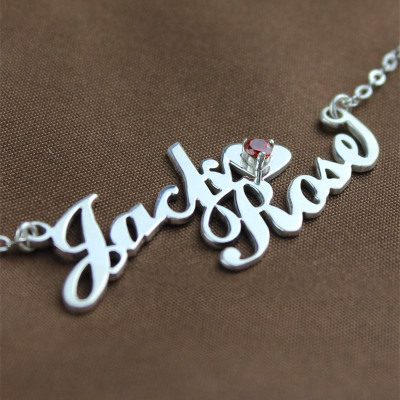 Personalised Nameplate Necklace Double Name Sterling Silver - The Name Jewellery™