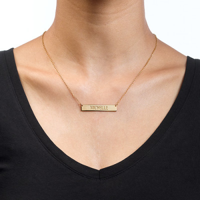 Engraved Bar Necklace in Gold Plating - The Name Jewellery™