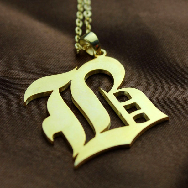 Custom Mens Initial Letter Charm Old English 18ct Gold Plated - The Name Jewellery™
