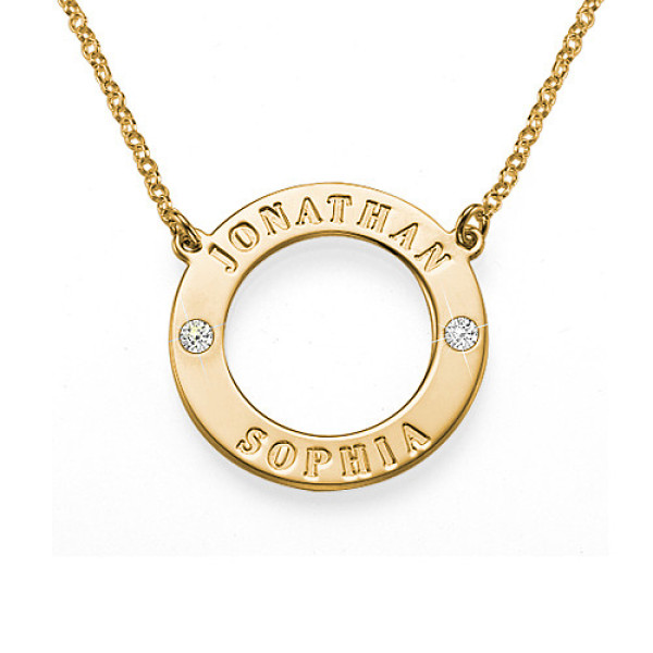 Engraved Karma Necklace with Two Crystals - The Name Jewellery™