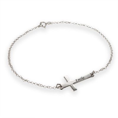 Engraved Side Cross Bracelet/Anklet - The Name Jewellery™