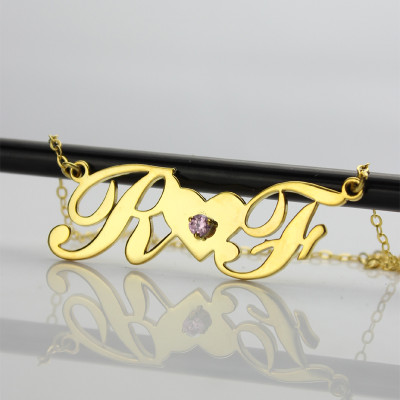 18ct Gold Plated Two Initials Necklace - The Name Jewellery™