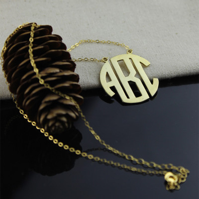 18ct Gold Plated Block Monogram Pendant Necklace - The Name Jewellery™