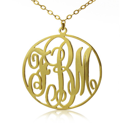 18ct Gold Plated Circle Initial Monogram Necklace - The Name Jewellery™