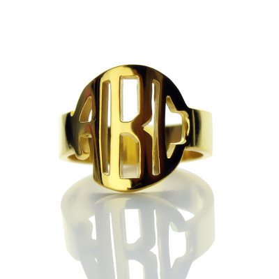 18ct Gold Plated Block Monogram Ring - The Name Jewellery™