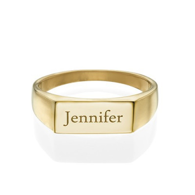 Gold Plated Engraved Signet Ring - The Name Jewellery™