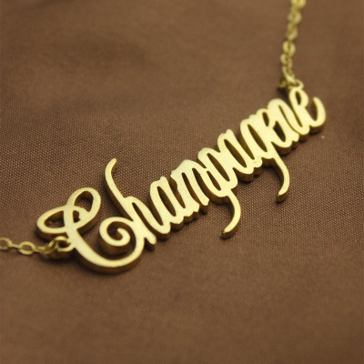 18ct Gold Plated Silver 925 Personalised Champagne Font Name Necklace - The Name Jewellery™