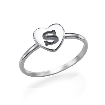 Heart Initial Ring in Sterling Silver - The Name Jewellery™